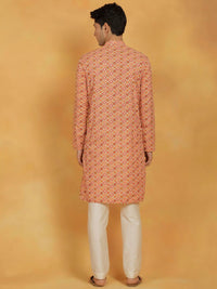 VASTRAMAY Ethnic Motifs Printed Thread Work Straight Kurta with Pyjamas