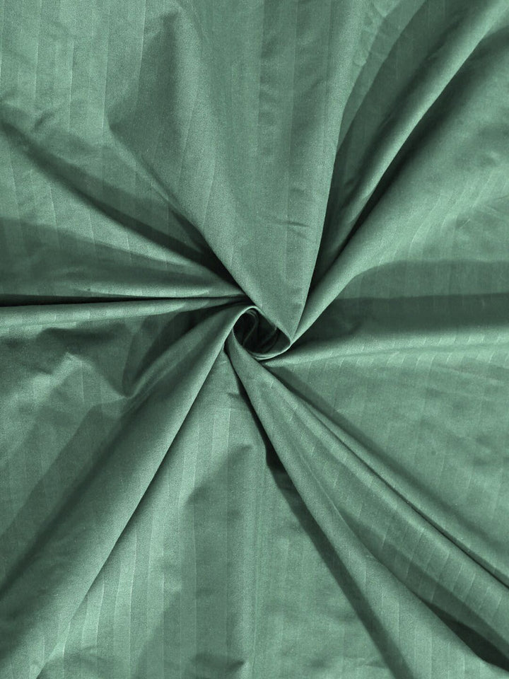 KLOTTHE Green Striped 300 TC King Bedsheet with 2 Pillow Covers