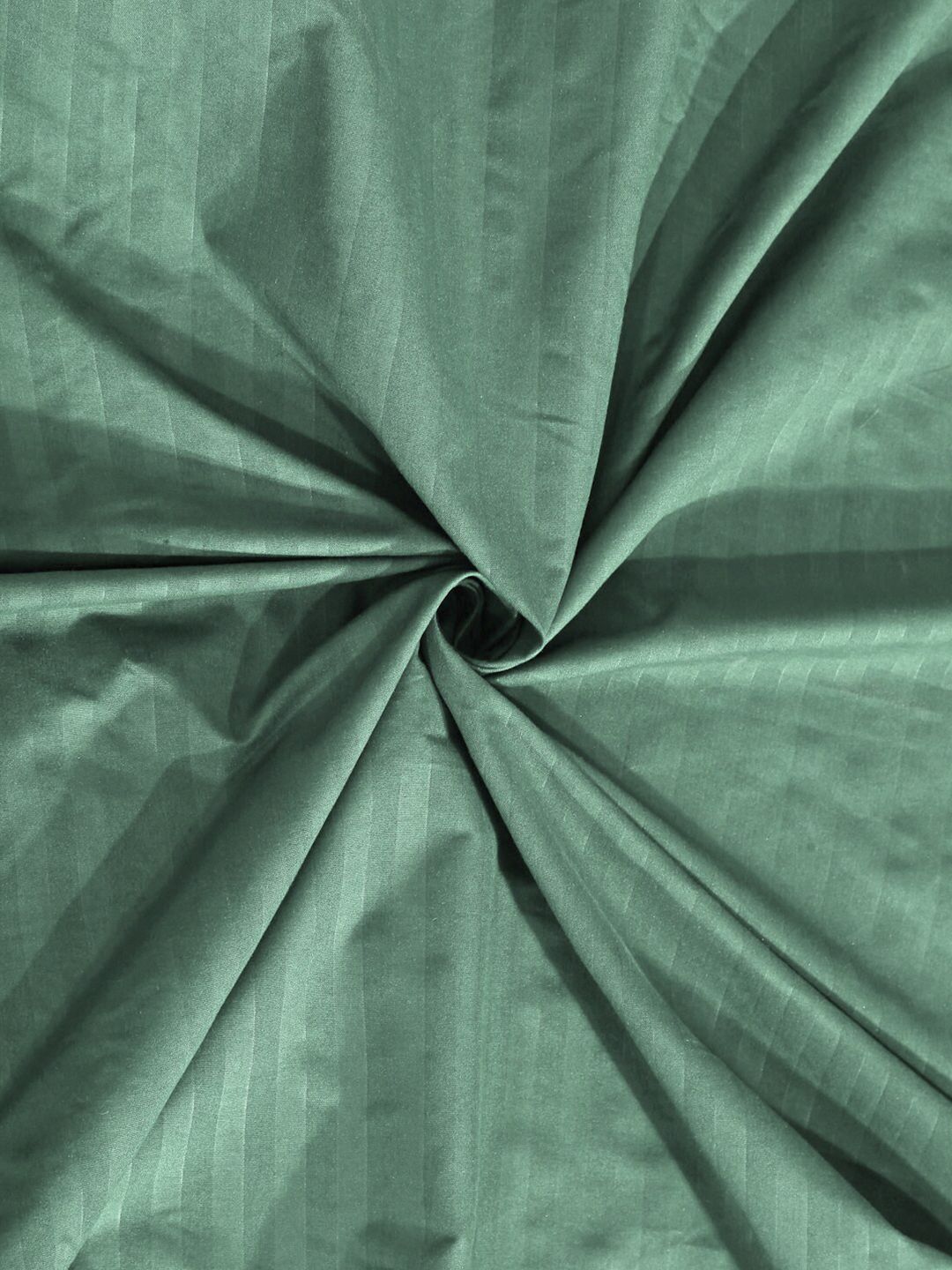 KLOTTHE Green Solid Striped Flat 300 TC King Fine Bedsheet with 2 Pillow Covers-250X225 cm
