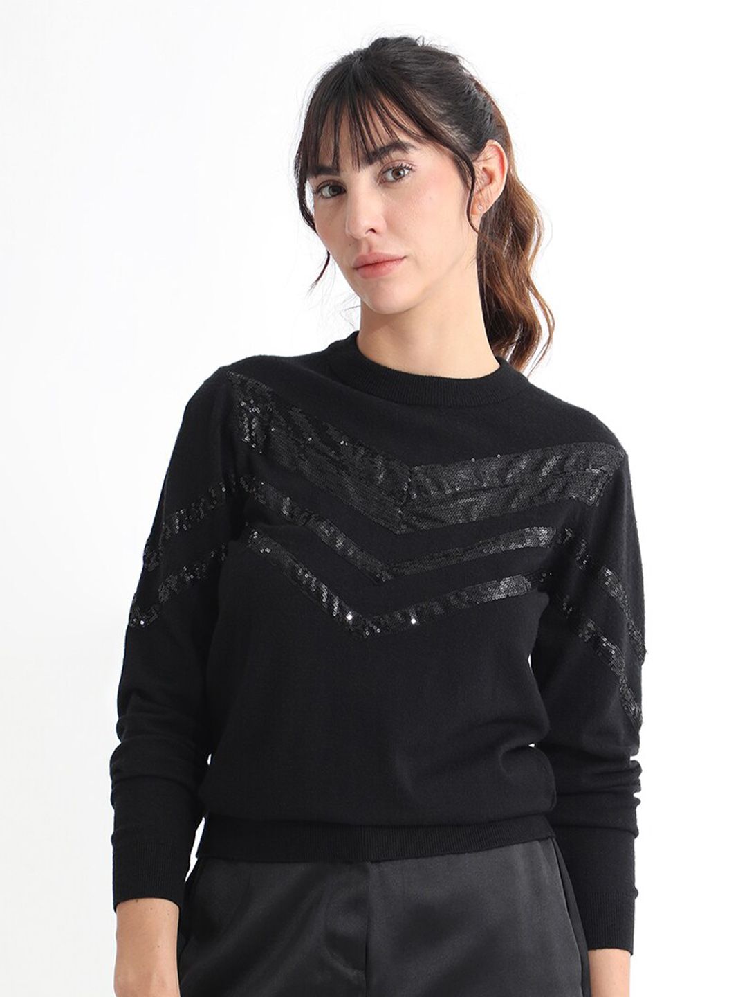 RAREISM Embellished Sequined Pullover Sweater
