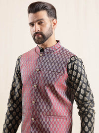 Anouk Men Floral Printed Kurta with Pyjamas & Nehru Jacket
