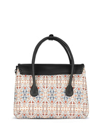 ZOUK Agra Floral Printed Jute Handheld Bag