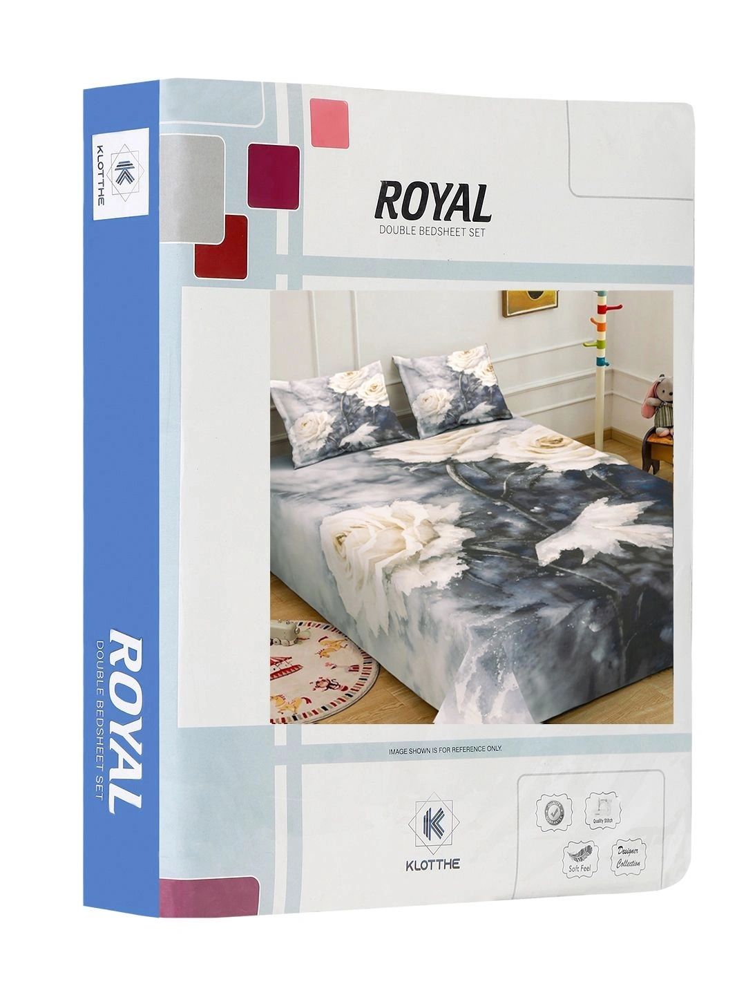 Moda Rapido X KLOTTHE Grey & White Floral 400 TC King Bedsheet with 2 Pillow Covers
