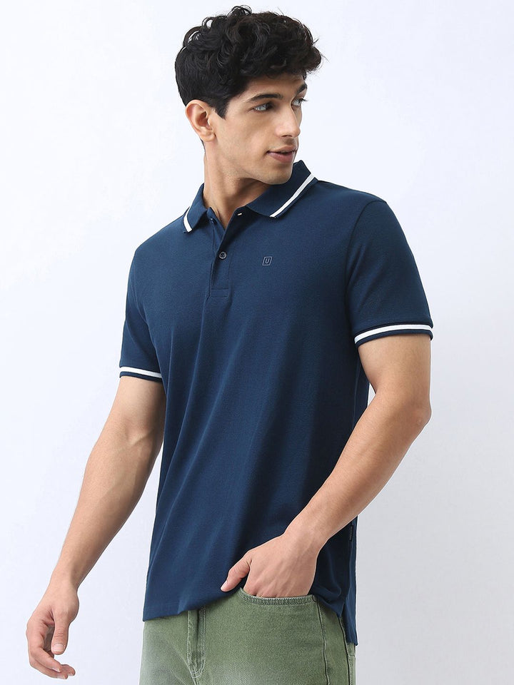Urbano Fashion Men Solid Regular Fit Half Sleeve Cotton Polo T-Shirt