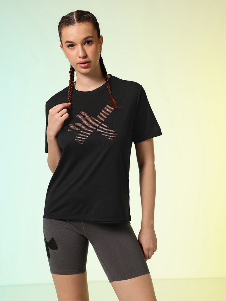 HRX by Hrithik Roshan Brand Logo Printed ACTIVE-GODDESS Rapid Dry Training T-shirt