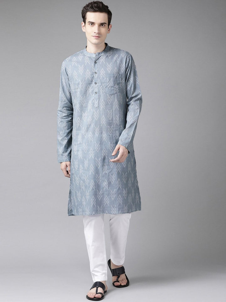See Designs Men Grey Printed Kurta
