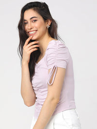 Tokyo Talkies Purple Solid Regular Top