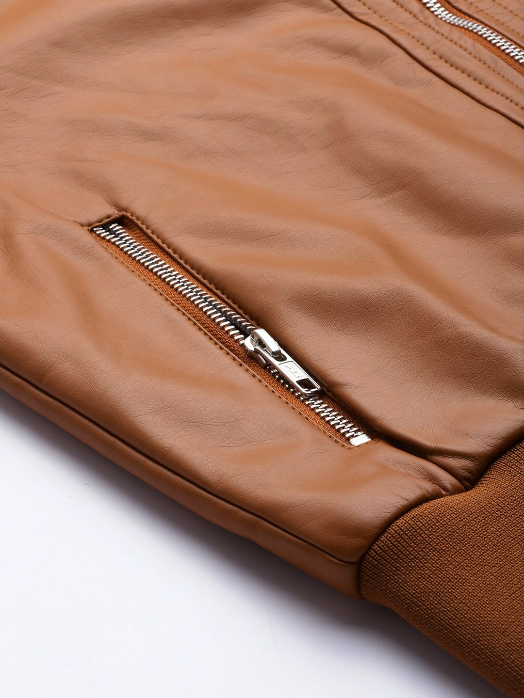 all about you Women Brown Faux Leather Bomber Jacket