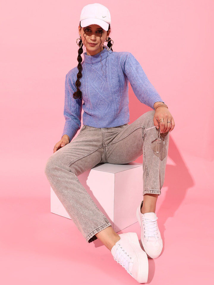STREET 9 Women Purple Cable Knit Sweater