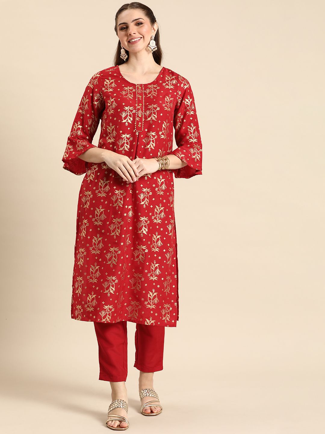 Anouk Ethnic Motifs Printed Regular Kurta with Trousers