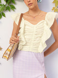 DressBerry Ruffle Romance Ruched Seersucker Top