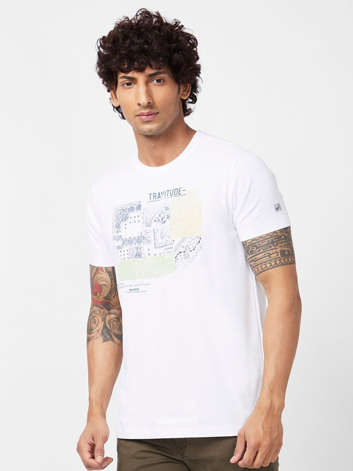 SPYKAR Typography Printed Slim Fit Cotton T-shirt
