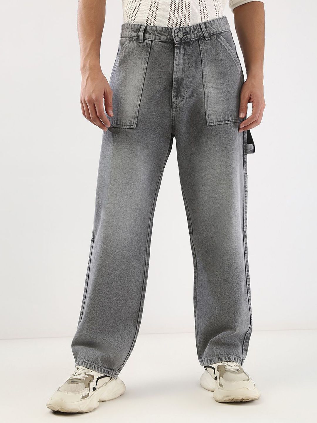 Urbano Fashion Men Loose Baggy Fit Carpenter Cargo Jeans With 6 Pockets Non-Stretchable