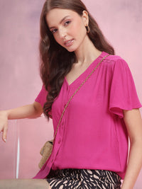 DressBerry Crinkled Cheesecloth Textured Lace Insert Top