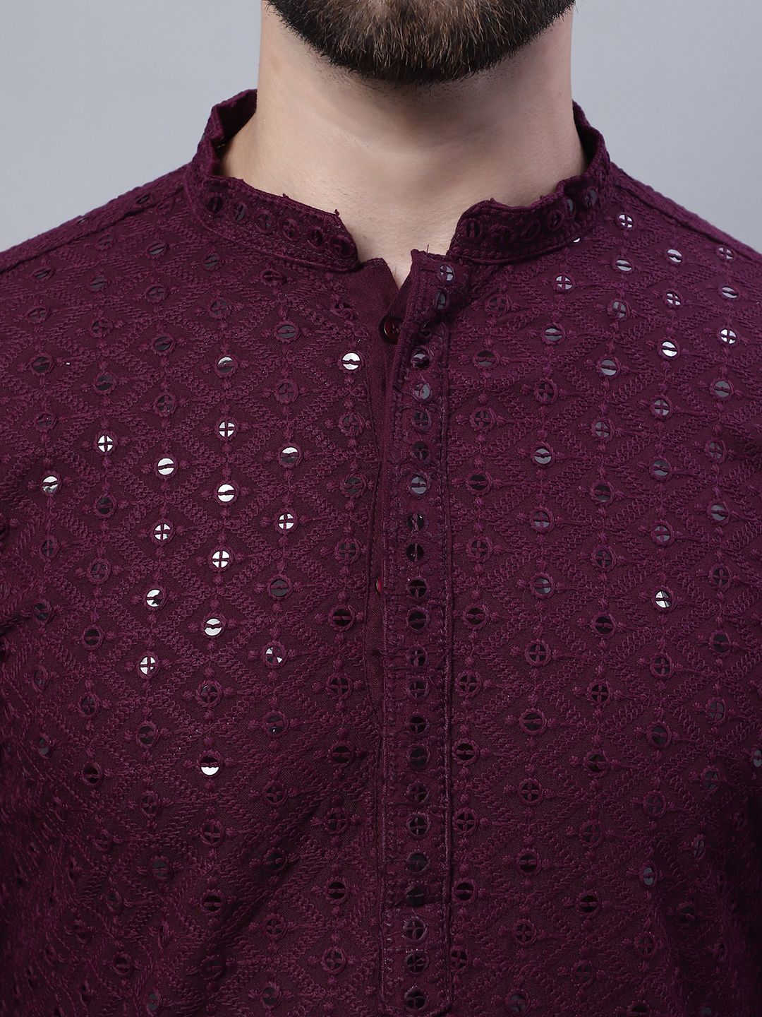 SOJANYA Embroidered Sequined Pure Cotton Kurta With Churidar With Nehru Jacket