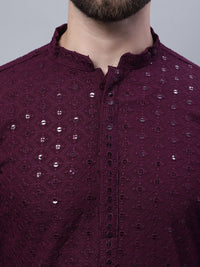 SOJANYA Embroidered Sequined Pure Cotton Kurta With Churidar With Nehru Jacket