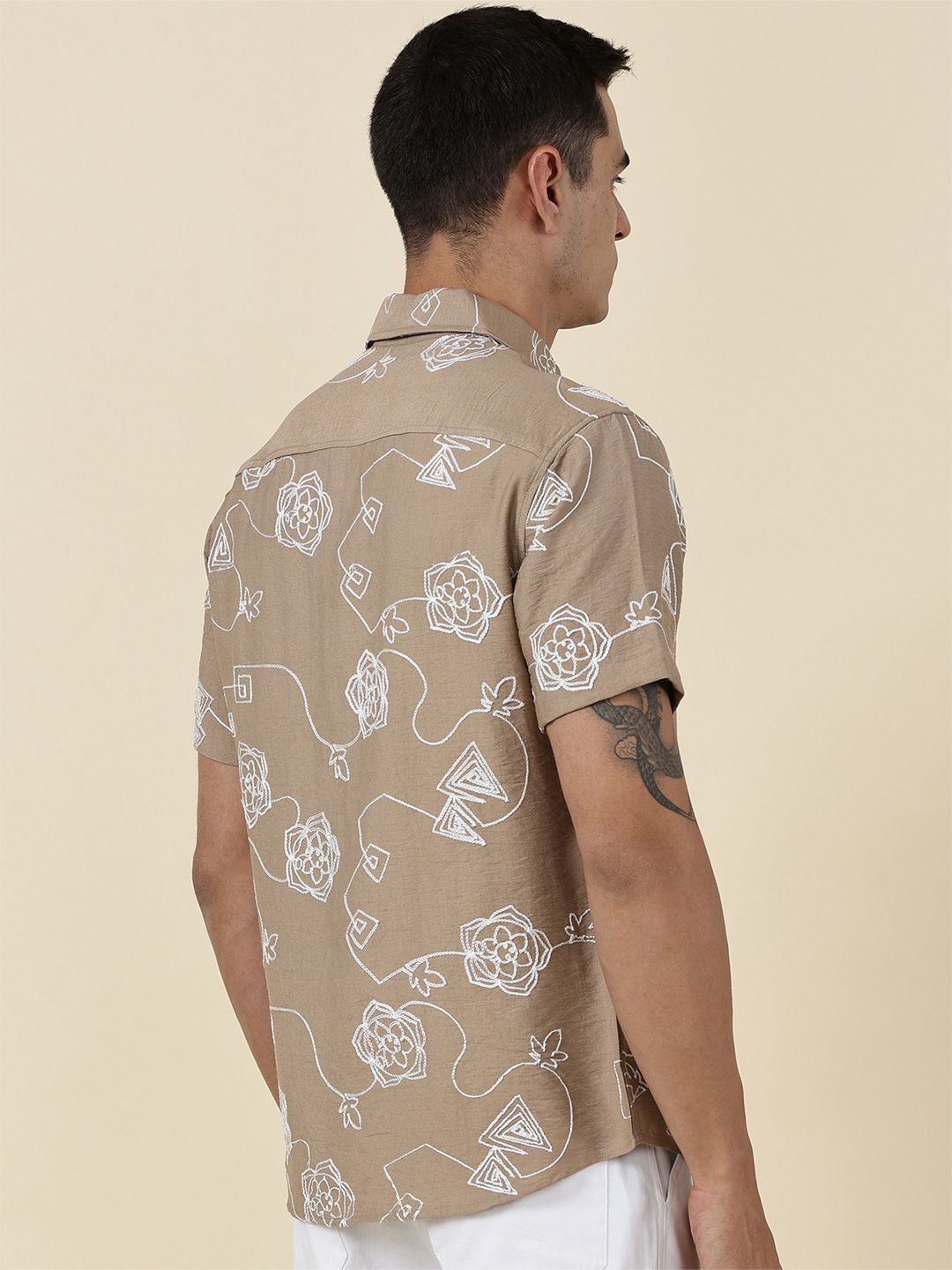 Thomas Scott Men Embroidered Regular Fit Casual Shirt