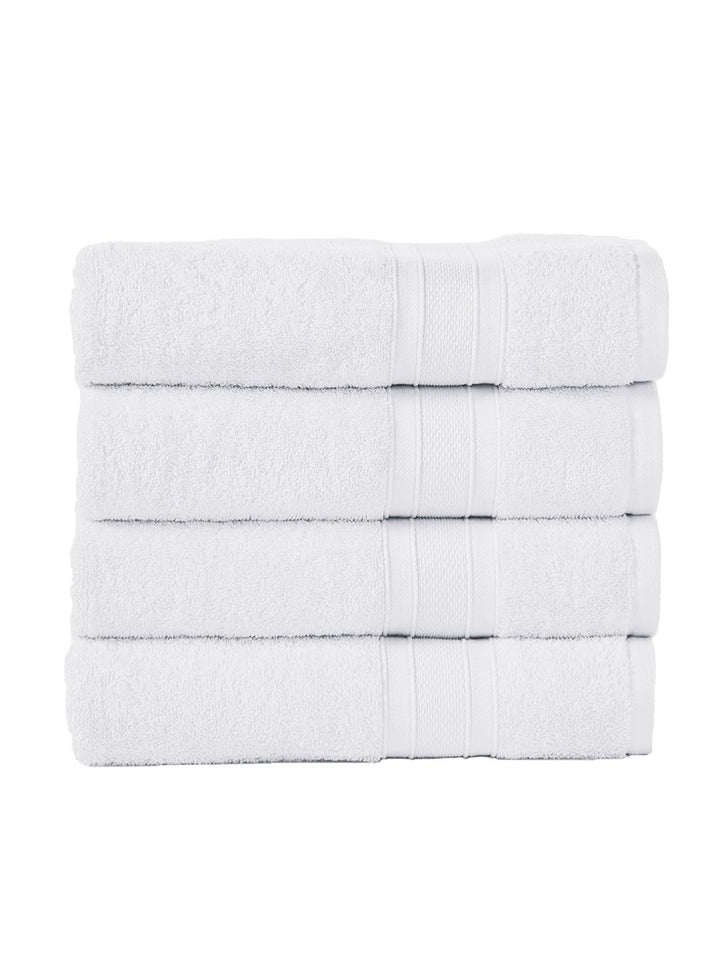 MYTRIDENT Unisex Set of 4 White 500GSM Cotton Bath Towels