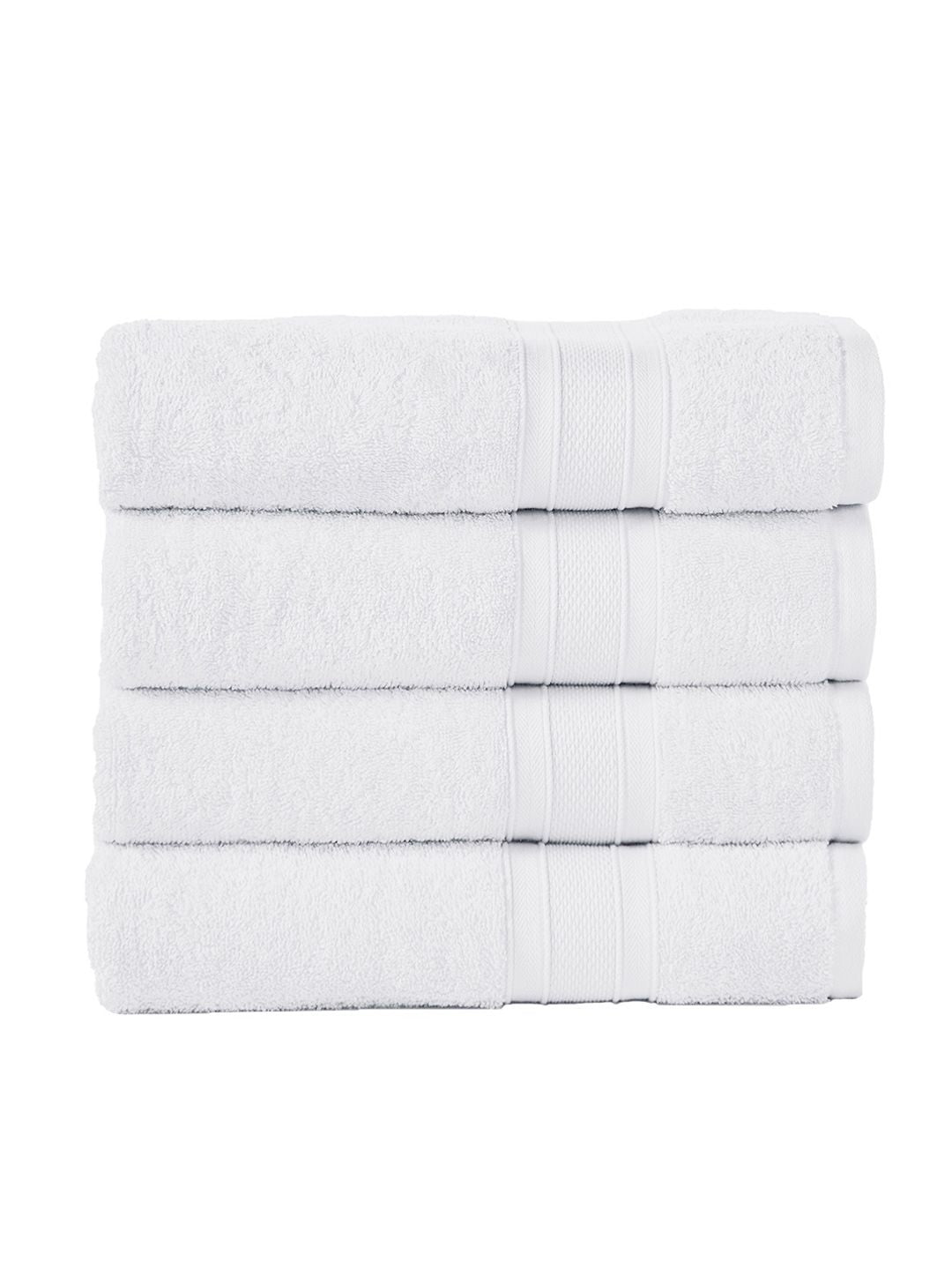 MYTRIDENT Unisex Set of 4 White 500GSM Cotton Bath Towels