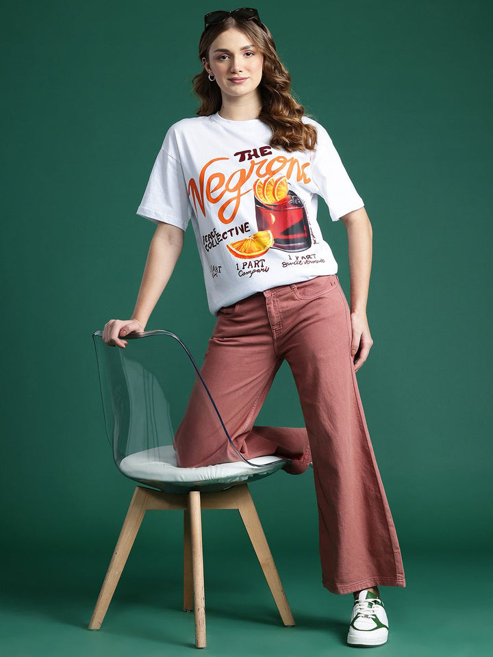 DressBerry Printed Drop-Shoulder Pure Cotton T-shirt