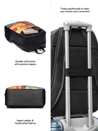 ZOUK Printed Vegan Leather 16 Inch Laptop Backpack with Compression Straps