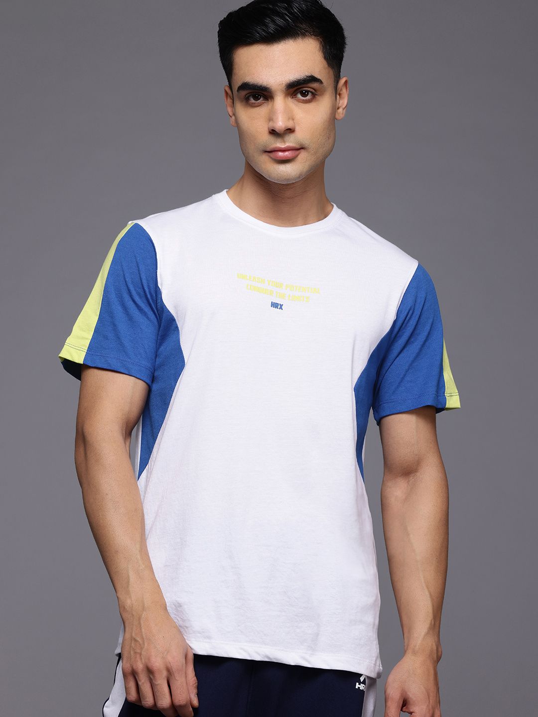 HRX by Hrithik Roshan Typography Printed Colourblocked T-shirt