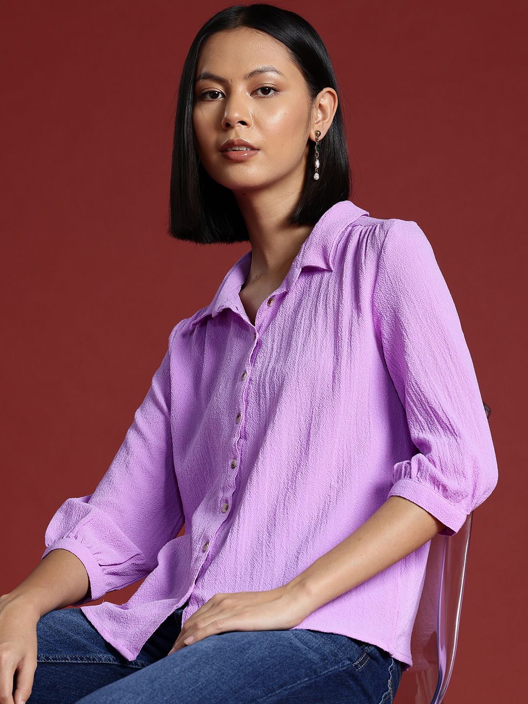 all about you Knitted Opaque Casual Shirt