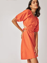 The Label Life Puff Sleeve Cut Out Detailed  A-Line Dress