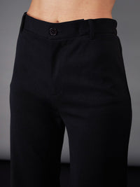 SASSAFRAS worklyf Black Sweetheart Neck Puff Sleeves Top & Trousers