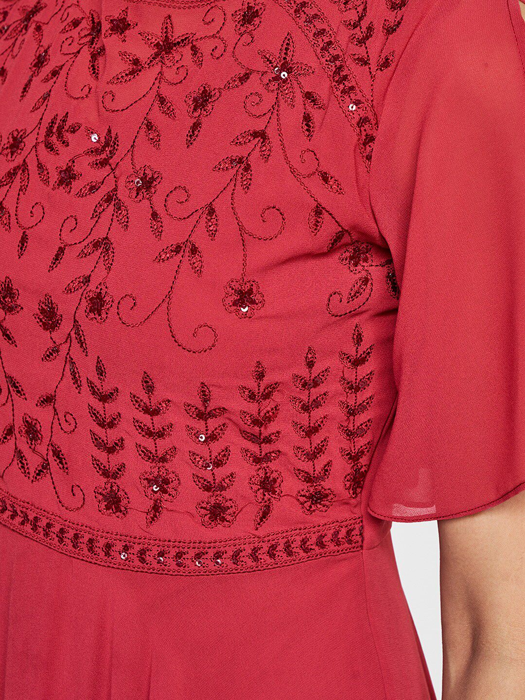 AND Women Red Embellished Embroidered Maxi Dress