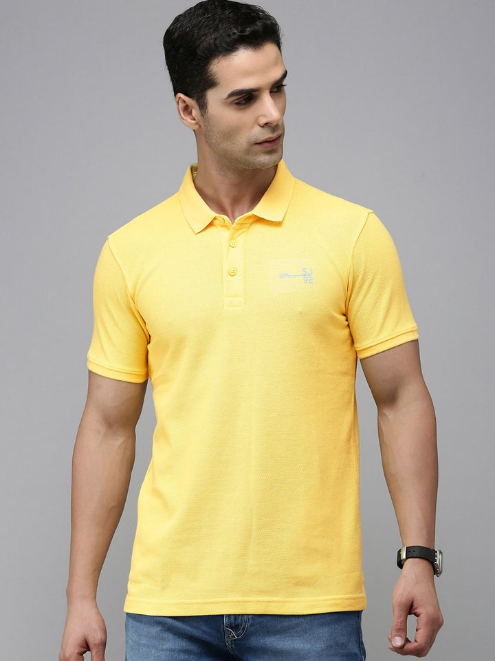 SPYKAR Men Solid Slim Fit Polo Collar T-shirt