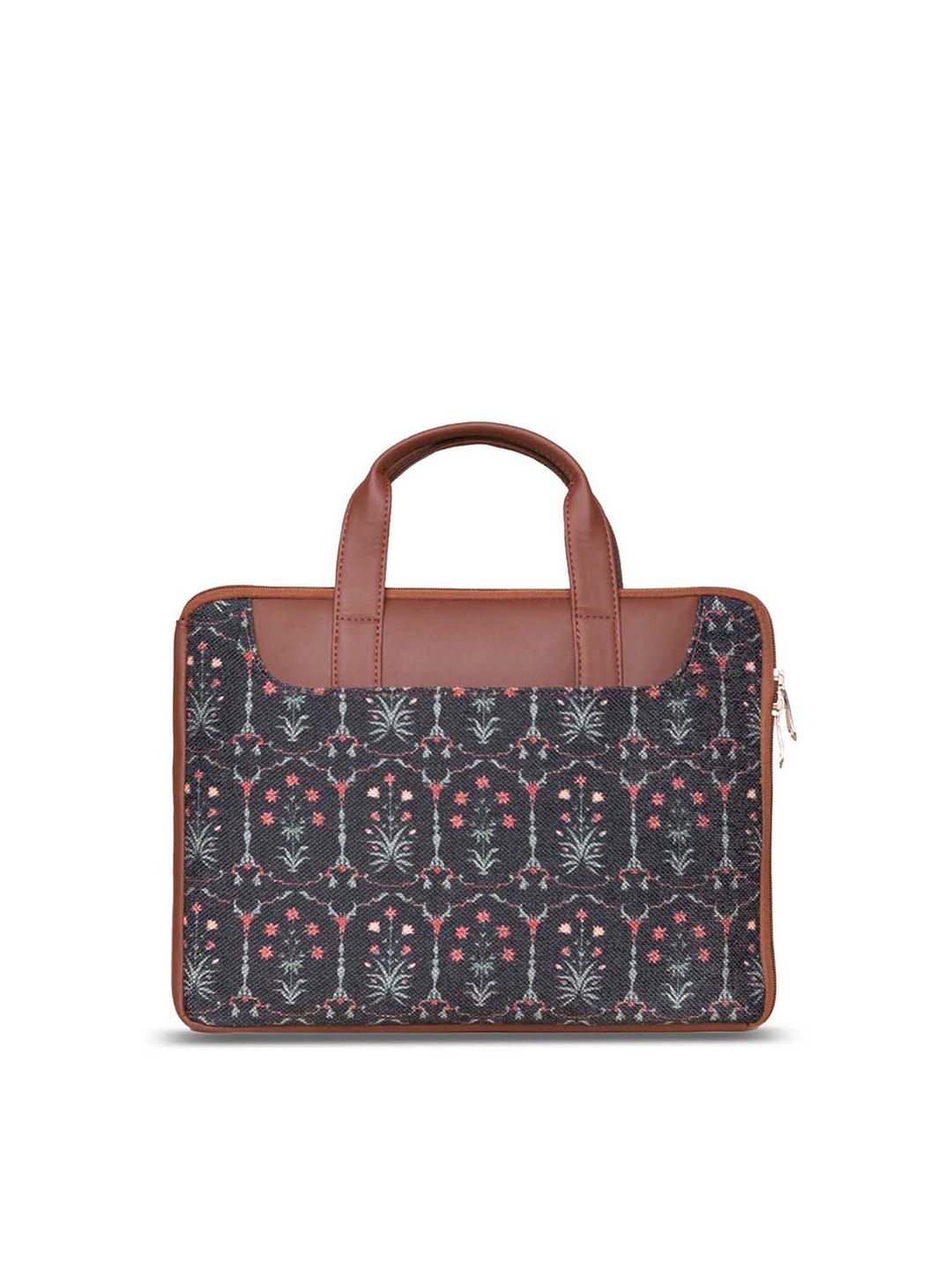 ZOUK Women Black & Blue Printed Jute Laptop Sleeve