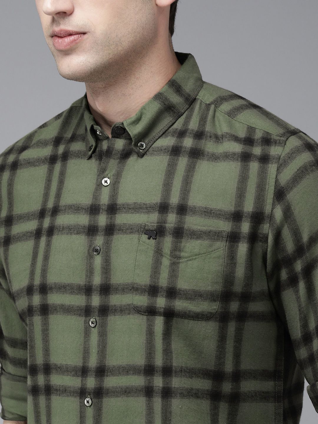 THE BEAR HOUSE Slim Fit Checked Pure Cotton Casual Shirt