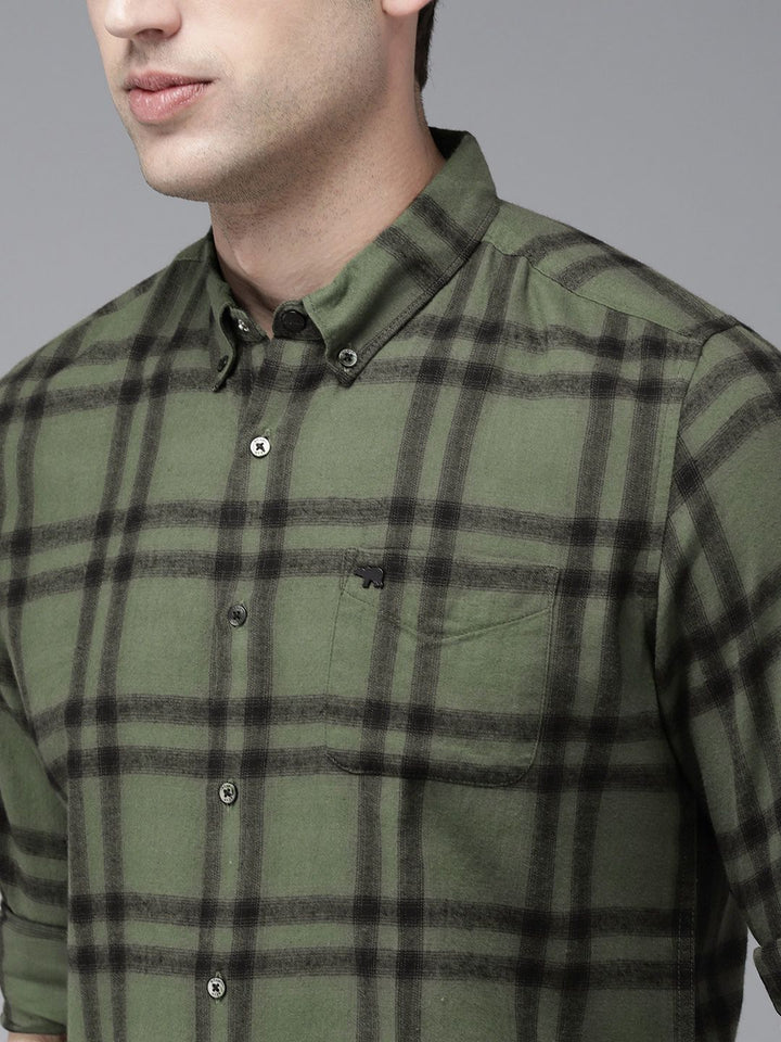 THE BEAR HOUSE Slim Fit Checked Pure Cotton Casual Shirt