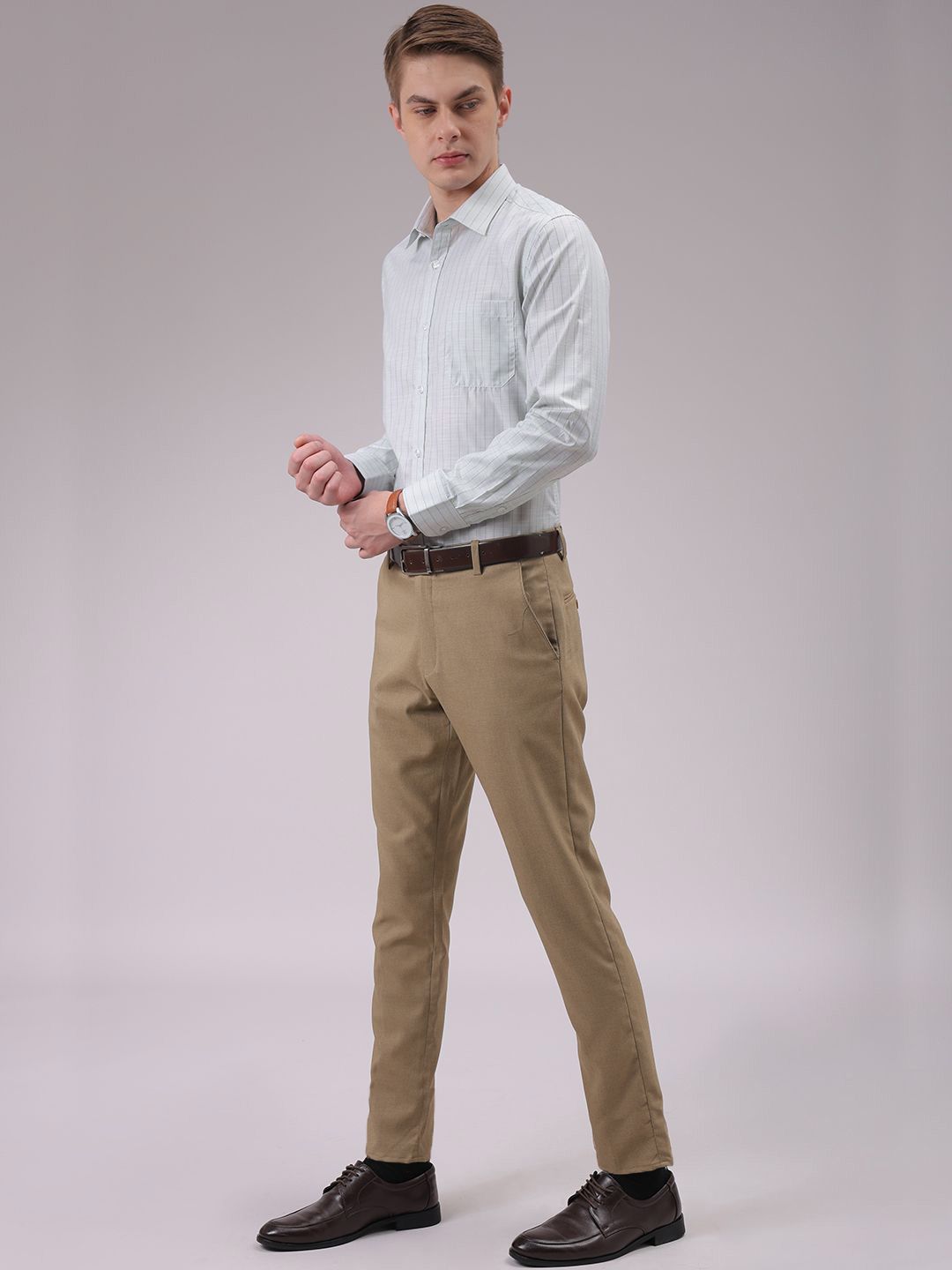 The Indian Garage Co. X Luxe Men Cutaway Collar Vertical Striped Slim Fit Formal Shirt