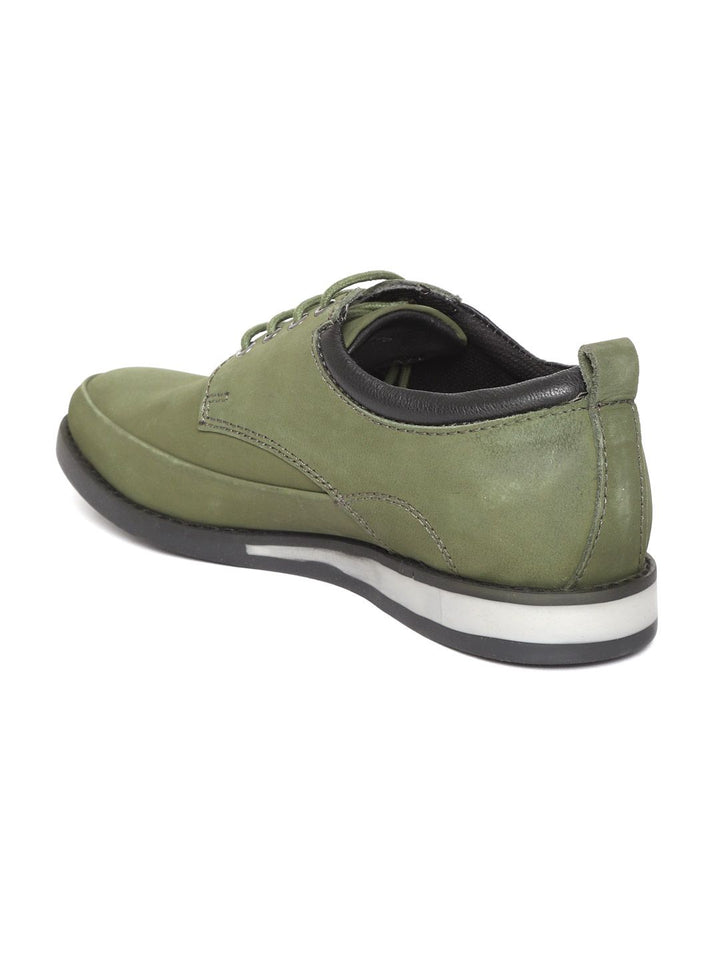 Red Chief Men Olive Green Leather Derbys