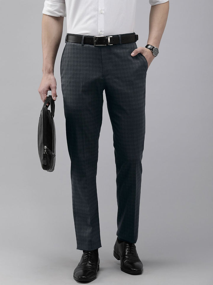Park Avenue Men Checked Smart Fit Mid-Rise Formal Trousers