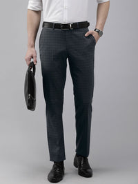 Park Avenue Men Checked Smart Fit Mid-Rise Formal Trousers