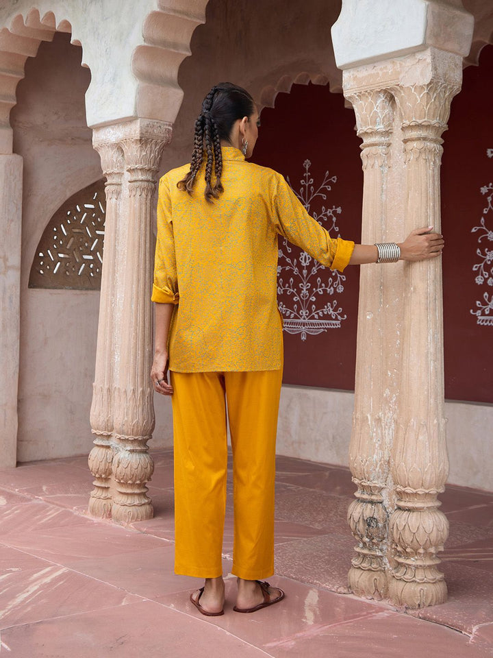 House of Chikankari Women Mustard Yellow Cotton Co-Ord Set