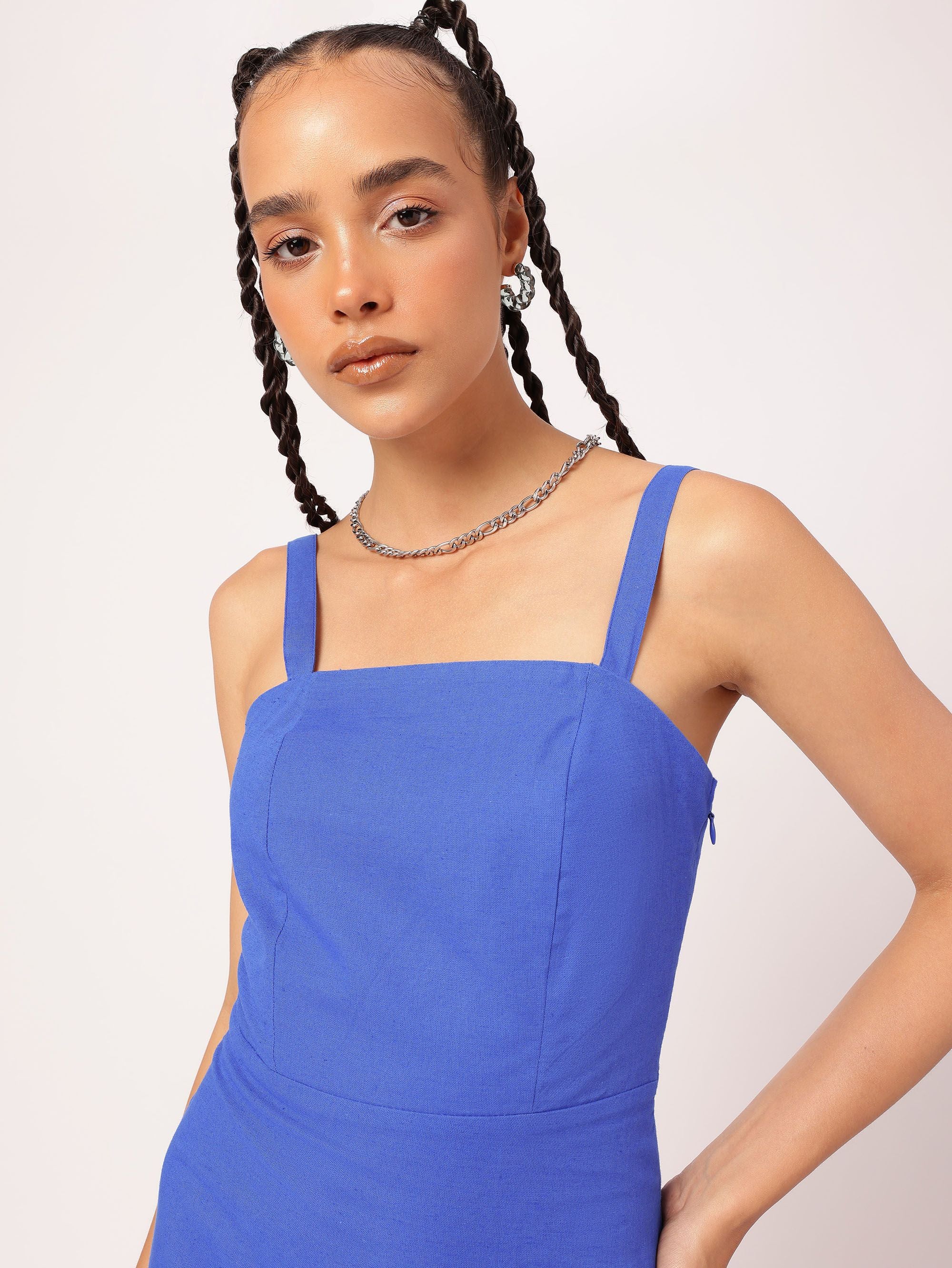 DressBerry Utility Chic Cotton Linen Sheath Mini Dress