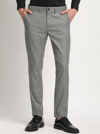 THE BEAR HOUSE Men Checked Tapered Fit Mid-Rise Formal Trousers