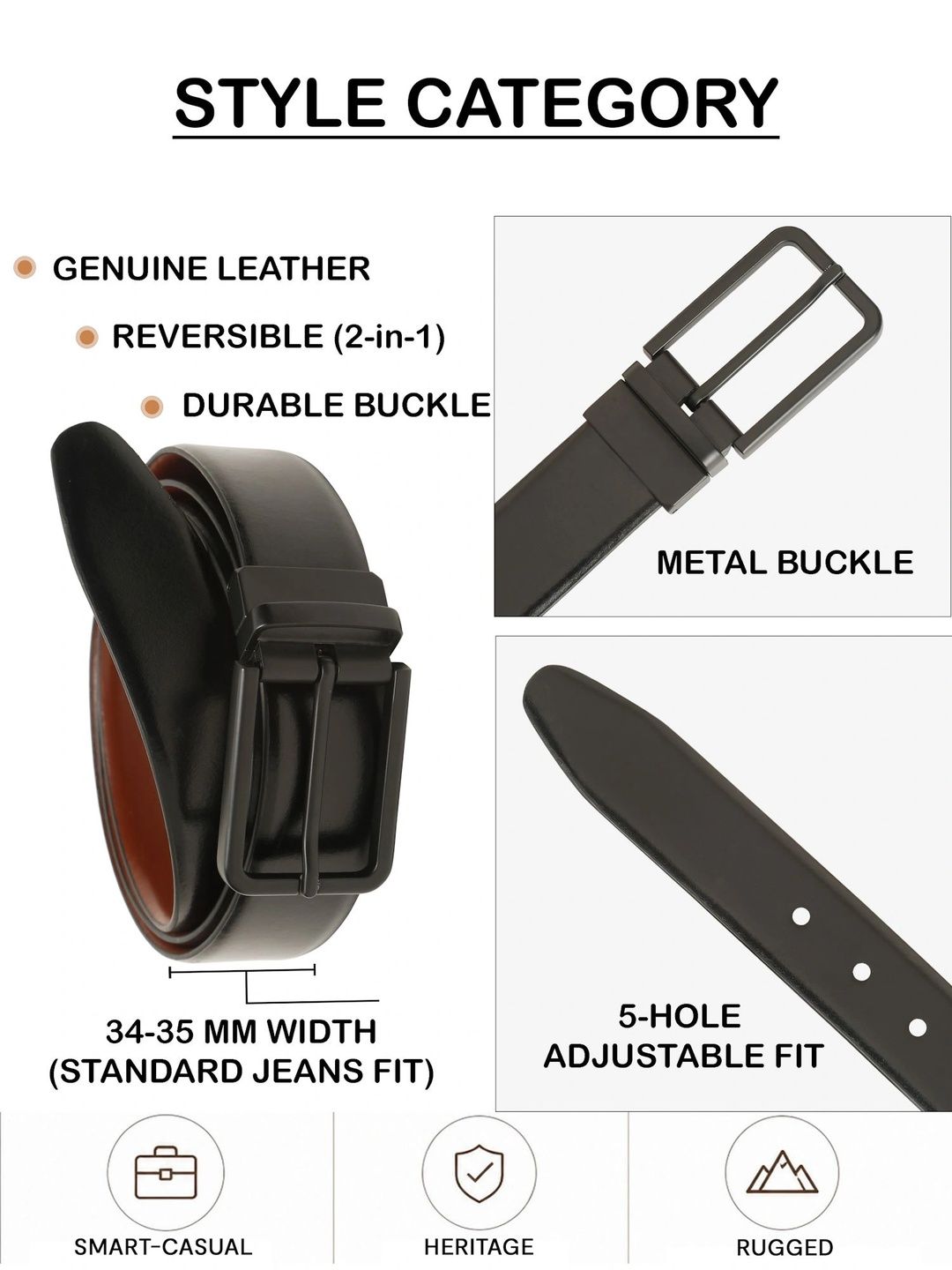 Teakwood Leathers Men Leather Reversible Belt