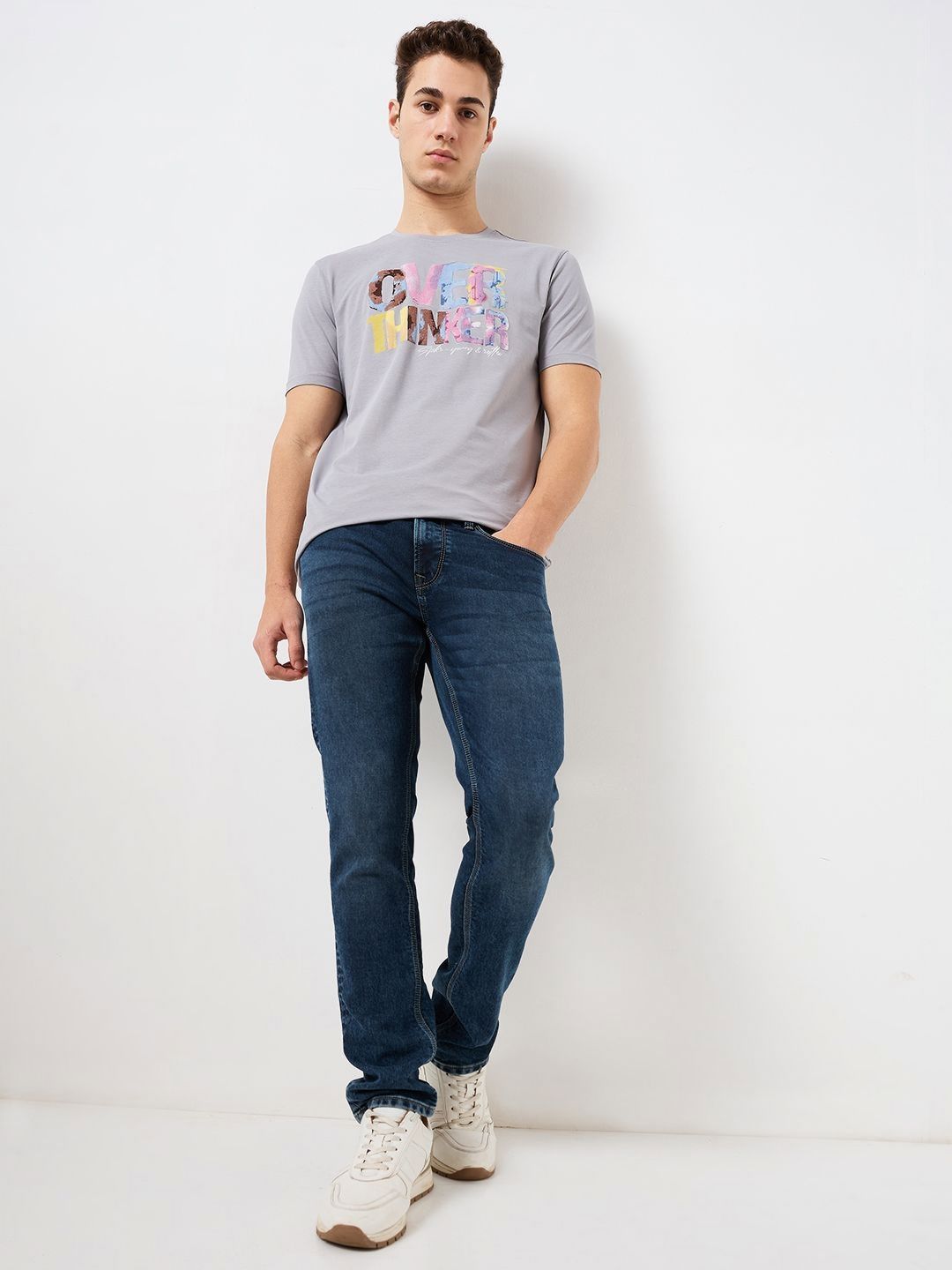 SPYKAR Men Typography Printed Round Neck Cotton Slim Fit T-shirt
