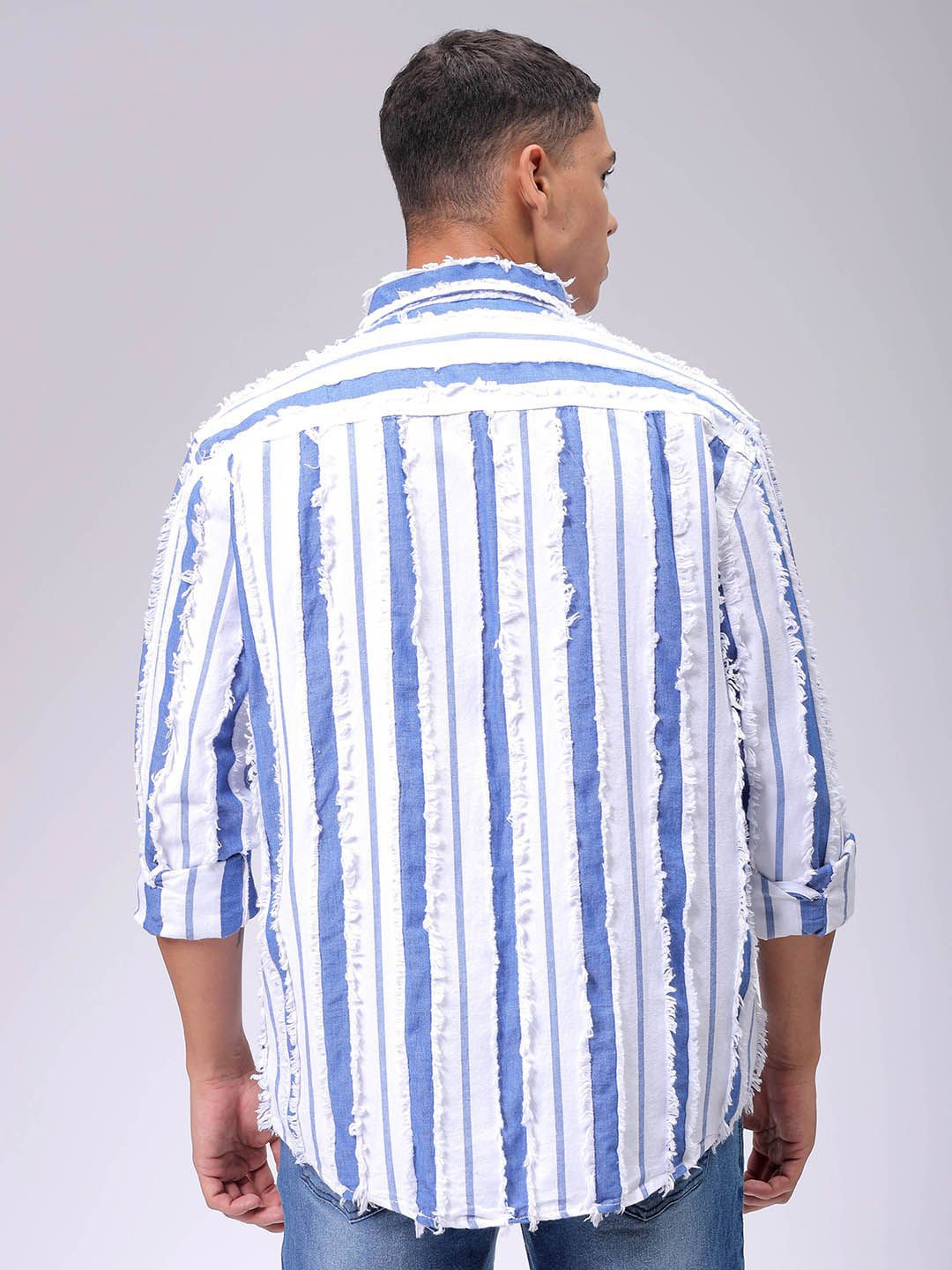 The Indian Garage Co Men Relaxed Fit Dobby Striped Resortwear Shirt