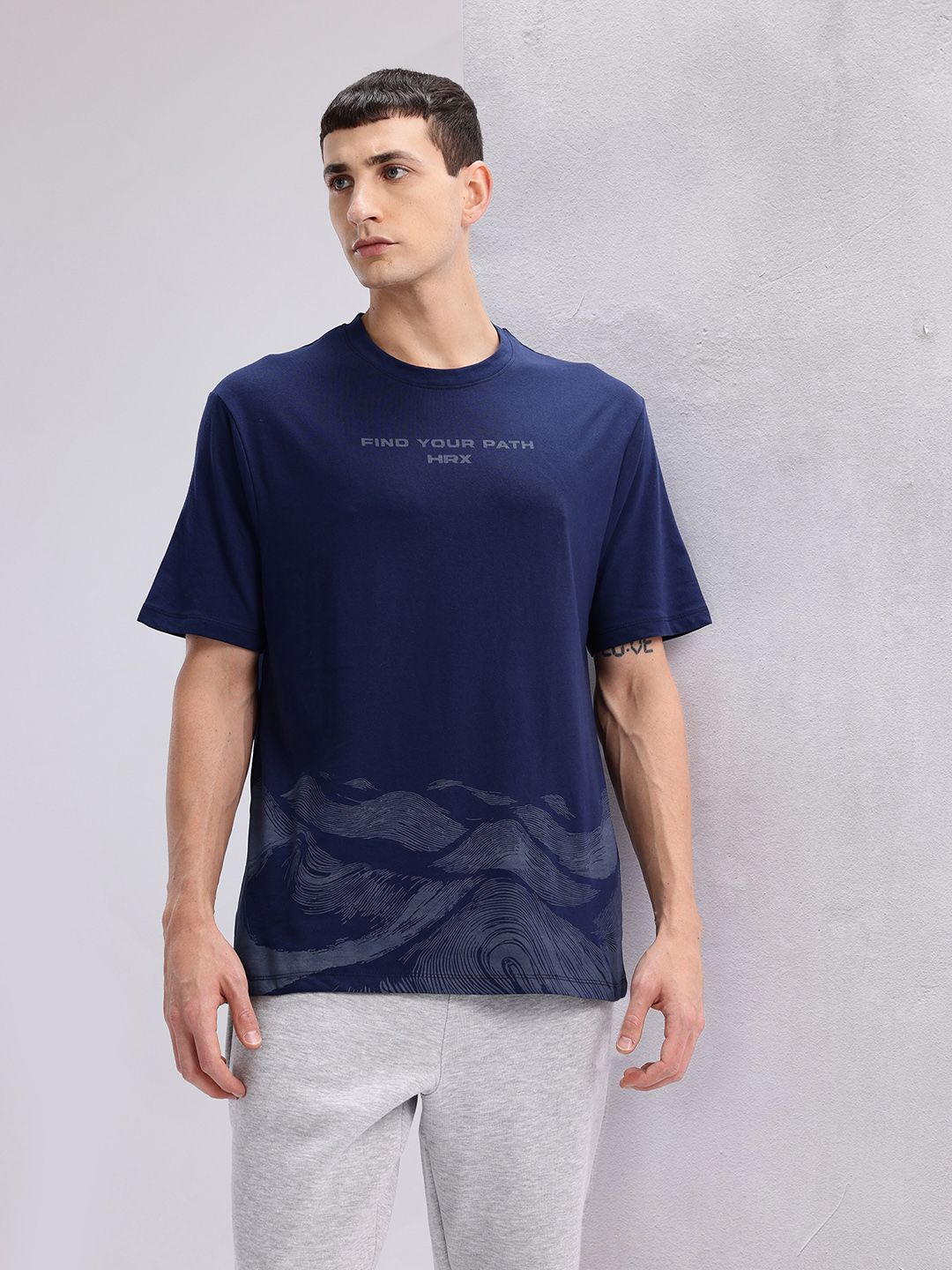 HRX by Hrithik Roshan Men Printed Yoga T-shirt