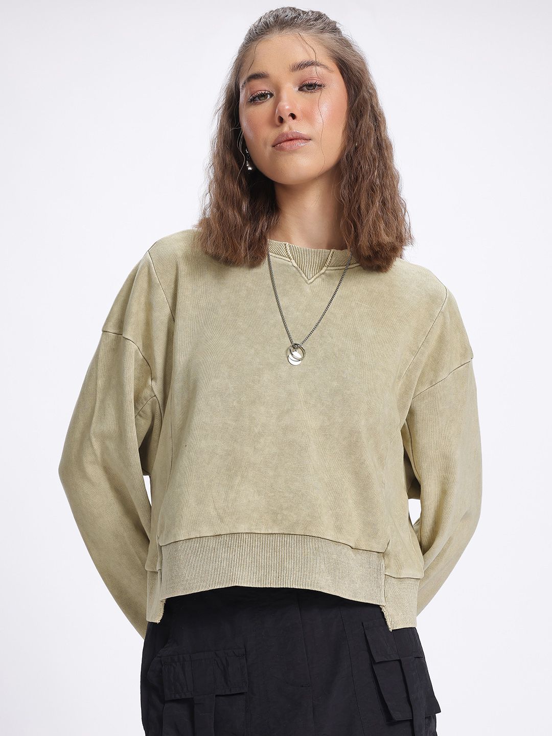 DressBerry Dyed Drop-Shoulder Sweatshirt