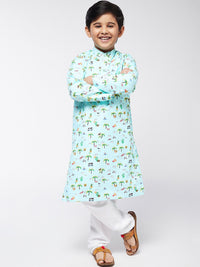 SOJANYA Boys Sea Green Floral Printed Kurta