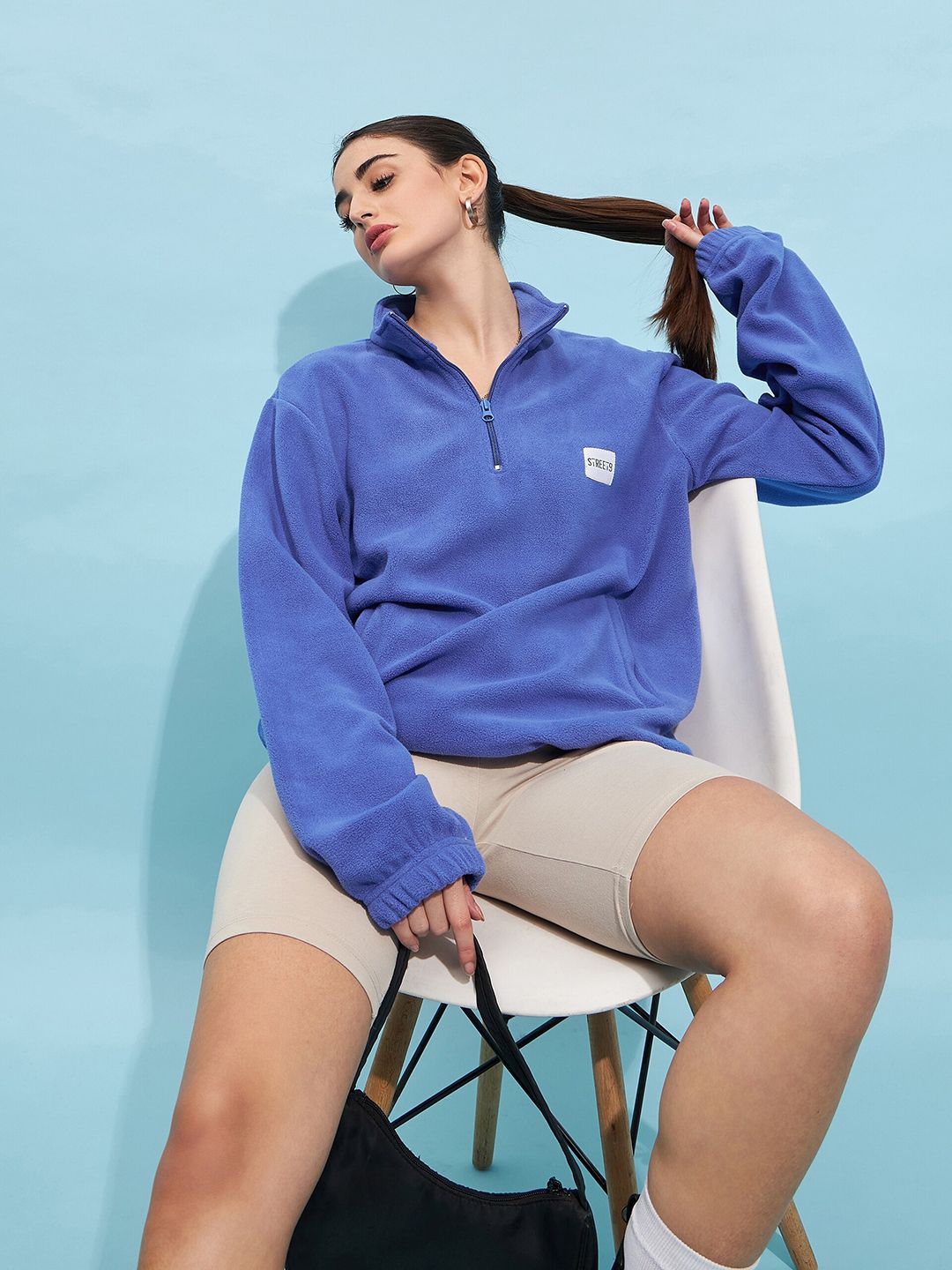 STREET 9 High Neck Crop Sweatshirt
