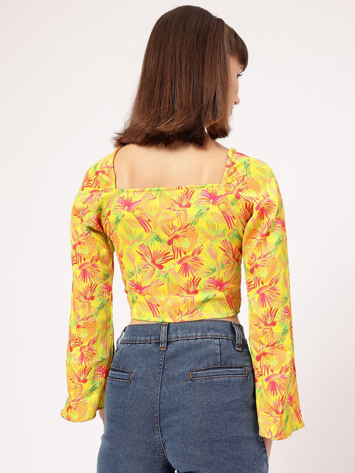 DressBerry Petal Prowess Floral Print Tie-Ups Top with Slit