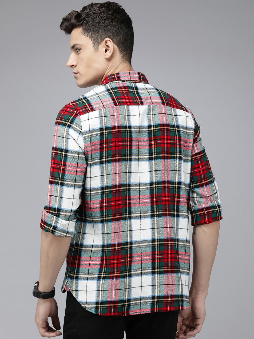 THE BEAR HOUSE Men Slim Fit Checked Pure Cotton Casual Shirt